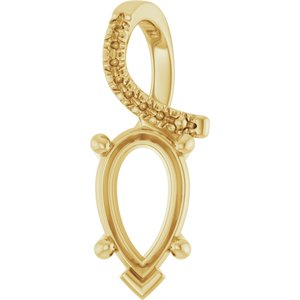 14K Yellow Gold 10x6 mm Pear Pendant Mounting – image 2