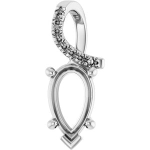 Sterling Silver 10x6 mm Pear Pendant Mounting – image 2