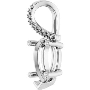 14K White Gold 10x6 mm Pear Pendant Mounting – image 4