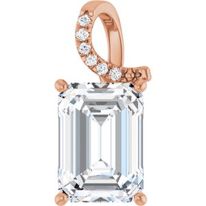 10K Rose Gold 14x10 mm Emerald Pendant Mounting