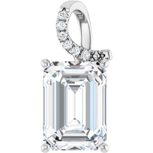 14K White Gold 14x10 mm Emerald Pendant Mounting
