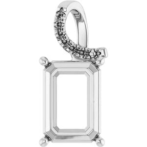 18K White Gold 14x10 mm Emerald Pendant Mounting – image 2