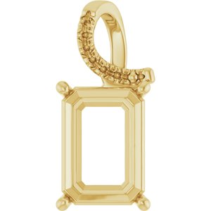 14K Yellow Gold 14x10 mm Emerald Pendant Mounting – image 2