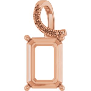 10K Rose Gold 14x10 mm Emerald Pendant Mounting – image 2