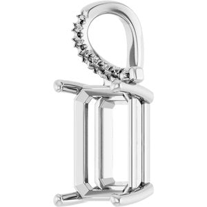 Sterling Silver 14x10 mm Emerald Pendant Mounting – image 4