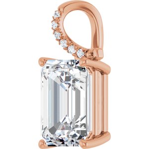 14K Rose Gold 14x10 mm Emerald Pendant Mounting – image 3