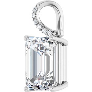 14K X1 White Gold 14x10 mm Emerald Pendant Mounting – image 3