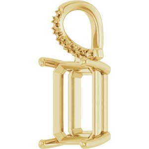 14K Yellow Gold 14x10 mm Emerald Pendant Mounting – image 4
