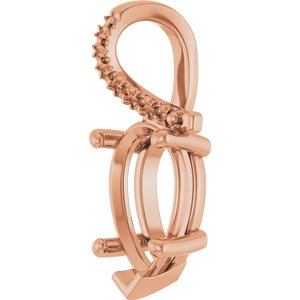 10K Rose Gold 11.5x7 mm  Pear Pendant Mounting – image 4