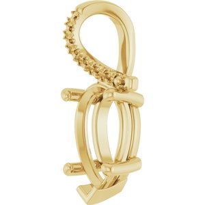 10K Yellow Gold 11.5x7 mm  Pear Pendant Mounting – image 4