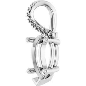 10K White Gold 11.5x7 mm  Pear Pendant Mounting – image 4