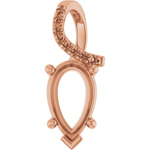 18K Rose Gold 11.5x7 mm  Pear Pendant Mounting – image 2