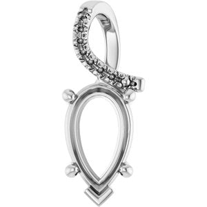 10K White Gold 11.5x7 mm  Pear Pendant Mounting – image 2