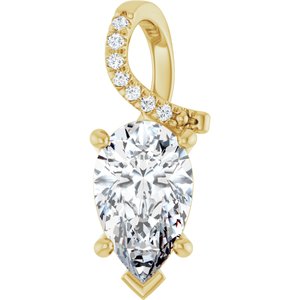 18K Yellow Gold 11.5x7 mm  Pear Pendant Mounting