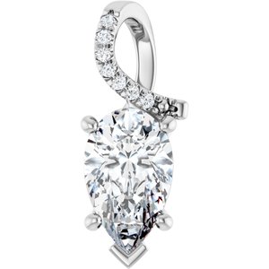 10K White Gold 11.5x7 mm  Pear Pendant Mounting