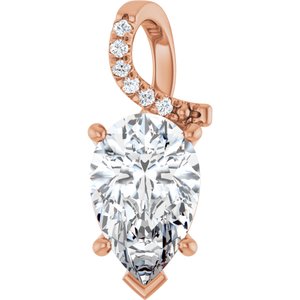 14K Rose Gold 14x9 mm Pear Pendant Mounting