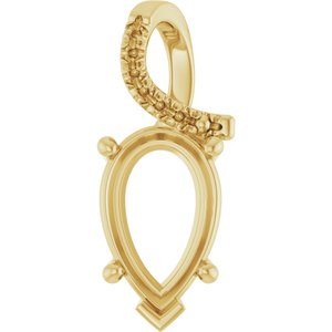 10K Yellow Gold 14x9 mm Pear Pendant Mounting – image 2