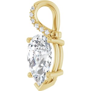 18K Yellow Gold 14x9 mm Pear Pendant Mounting – image 3