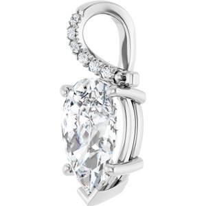 18K White Gold 14x9 mm Pear Pendant Mounting – image 3