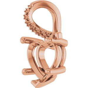 10K Rose Gold 9x9 mm Heart Pendant Mounting – image 4