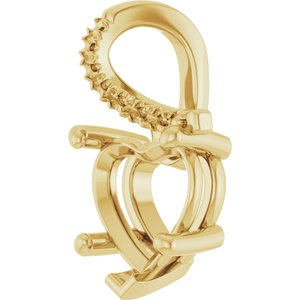 10K Yellow Gold 9x9 mm Heart Pendant Mounting – image 4