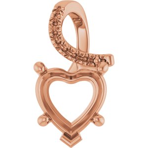 10K Rose Gold 9x9 mm Heart Pendant Mounting – image 2