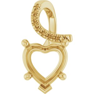 10K Yellow Gold 9x9 mm Heart Pendant Mounting – image 2