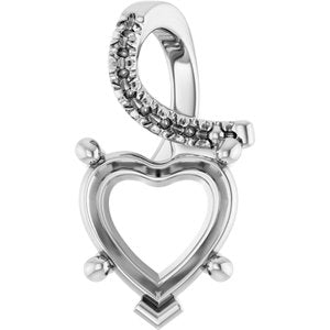14K White Gold 9x9 mm Heart Pendant Mounting – image 2