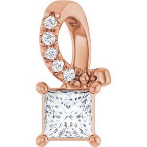 10K Rose Gold 3.5x3.5 mm Square Pendant Mounting