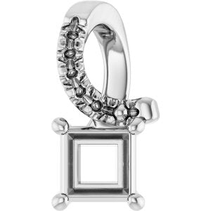 Continuum Sterling Silver 3.5x3.5 mm Square Pendant Mounting – image 2