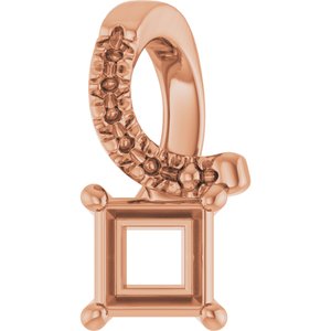 18K Rose Gold 3.5x3.5 mm Square Pendant Mounting – image 2