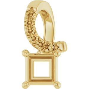 10K Yellow Gold 3.5x3.5 mm Square Pendant Mounting – image 2