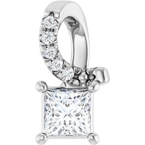 14K X1 White Gold 3.5x3.5 mm Square Pendant Mounting