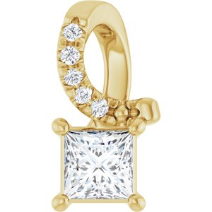 14K Yellow Gold 3.5x3.5 mm Square Pendant Mounting