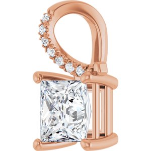 14K Rose Gold 6.5x6.5 mm Square Pendant Mounting – image 3