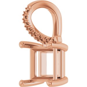 18K Rose Gold 6.5x6.5 mm Square Pendant Mounting – image 4