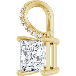18K Yellow Gold 6.5x6.5 mm Square Pendant Mounting – image 3