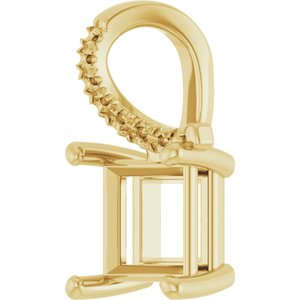 14K Yellow Gold 6.5x6.5 mm Square Pendant Mounting – image 4