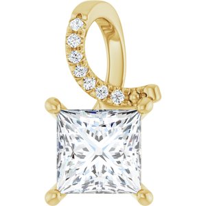 14K Yellow Gold 6.5x6.5 mm Square Pendant Mounting