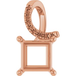 10K Rose Gold 6.5x6.5 mm Square Pendant Mounting – image 2