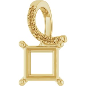 14K Yellow Gold 6.5x6.5 mm Square Pendant Mounting – image 2