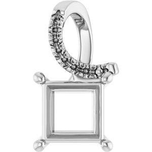 10K White Gold 6.5x6.5 mm Square Pendant Mounting – image 2