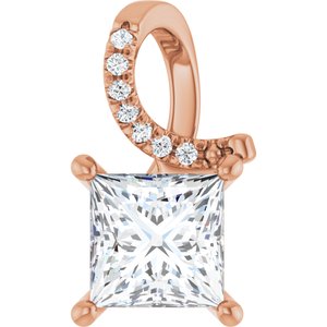 18K Rose Gold 6.5x6.5 mm Square Pendant Mounting