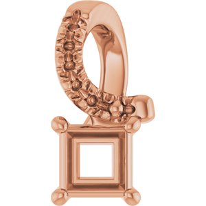 10K Rose Gold 3.25x3.25 mm Square Pendant Mounting – image 2