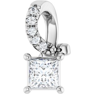 14K X1 White Gold 3.25x3.25 mm Square Pendant Mounting