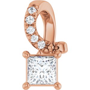 14K Rose Gold 3.25x3.25 mm Square Pendant Mounting
