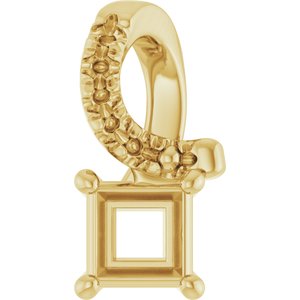 18K Yellow Gold 3.25x3.25 mm Square Pendant Mounting – image 2