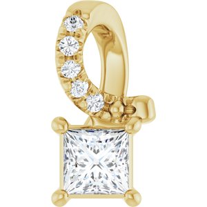 14K Yellow Gold 3.25x3.25 mm Square Pendant Mounting
