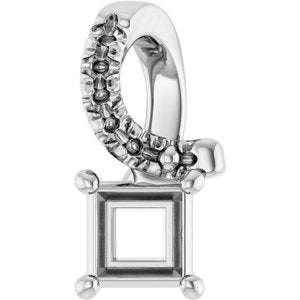 10K White Gold 3.25x3.25 mm Square Pendant Mounting – image 2