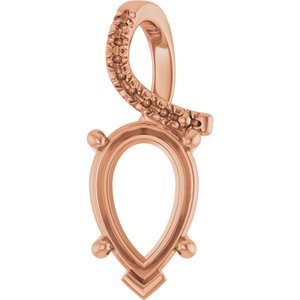 10K Rose Gold 12x8 mm Pear Pendant Mounting – image 2